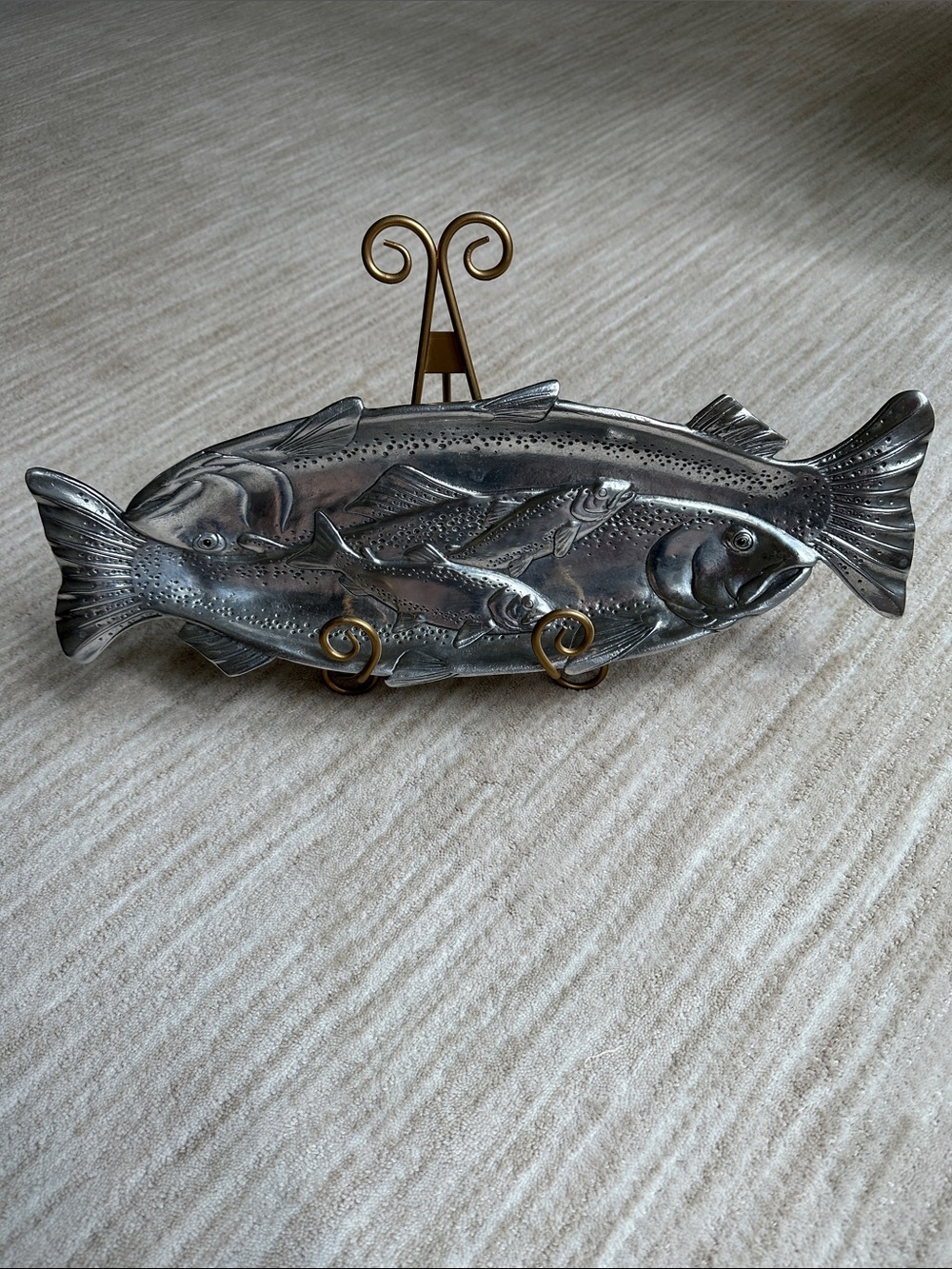 Arthur Court Aluminum Fish Tray, 1993 Solid Aluminum Salmon Trout Platter